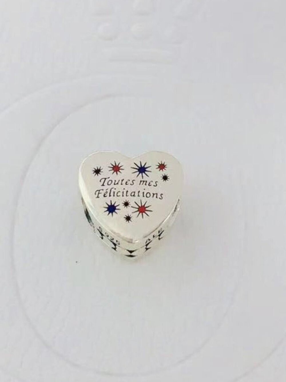 Pandora Heart Charm Congratulations Heart S925 Sterling Silver Jewelry